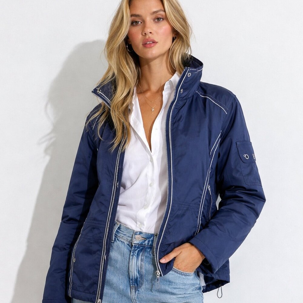 Oleg Cassini Sport spring jacket, 97% cotton classic navy w. contrast stitching